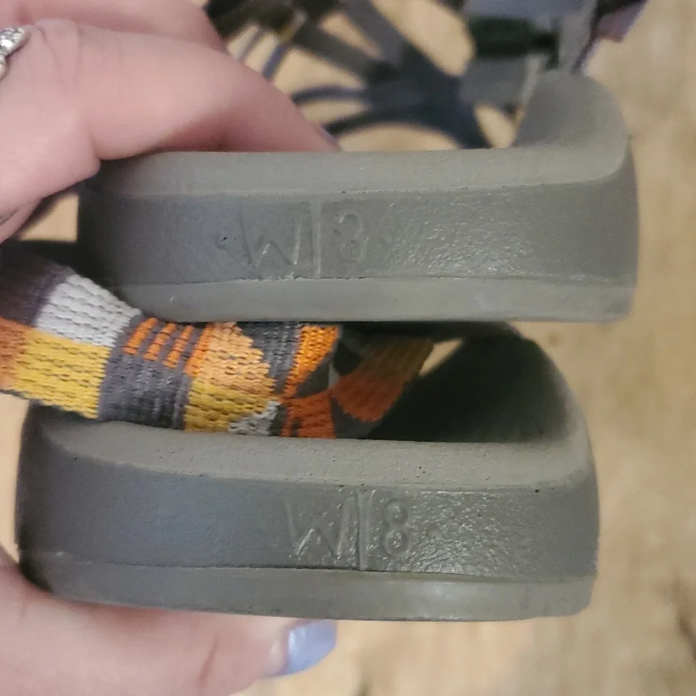 Chaco Z/Cloud X2 Womens Classic Sandals Size 8 Orange Grey White Comfort Hike - Picture 6 of 12